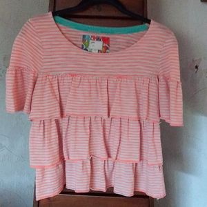 Anthropologie Ruffled Tier Tee Size Small